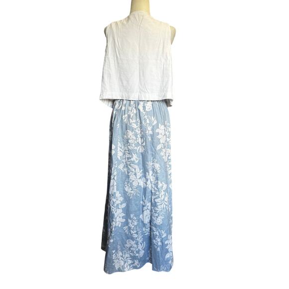 Reformation Palm in Porcelain Blue White Floral Tie Waist Linen Max Skirt (10) - Picture 2 of 6